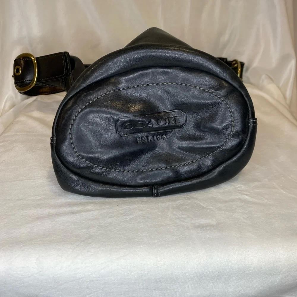 Coach Bleeker Tattersall Duffle Bucket Black Leather Shoulder Bag - Picture 7 of 12